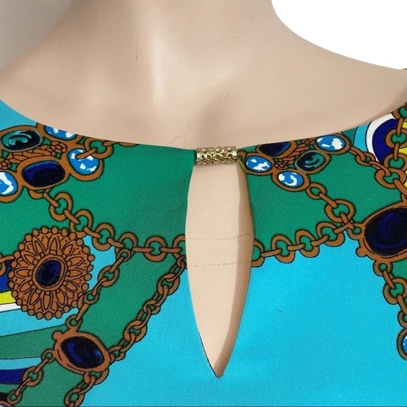 Sangria Size 6 Colourful Abstract 3/4 Sleeve Knee Length Business Dress … - Picture 6 of 16